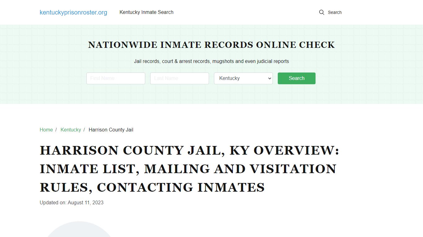 Harrison County Jail, KY: Offender Search, Visitation & Contact Info